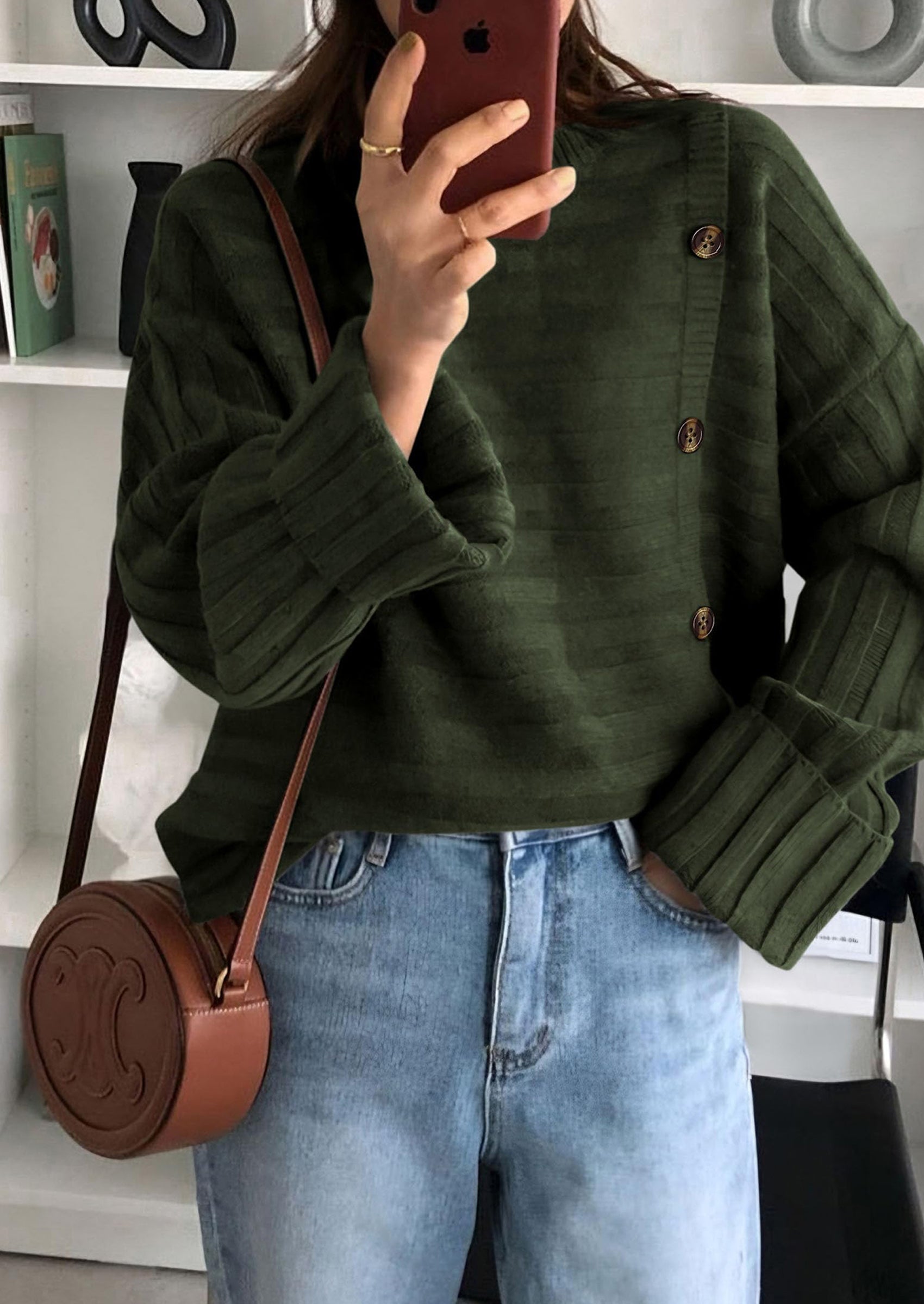 PRETTYGARDEN Womens Sweaters Fall Casual Long Sleeve Crewneck Button Loose Winter Knit Pullover Sweater Tops