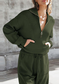 PRETTYGARDEN Women's 2 Piece Sweater Set Pullover Zip Up Sweatshirt Jogger Sweatpants Tracksuit Casual Outfit