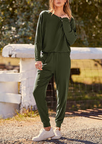 PRETTYGARDEN Women's Fall 2 Piece Lounge Set Long Sleeve Tops Ribbed Pants Spring Matching Sweatsuit Travel Outfits Clothes