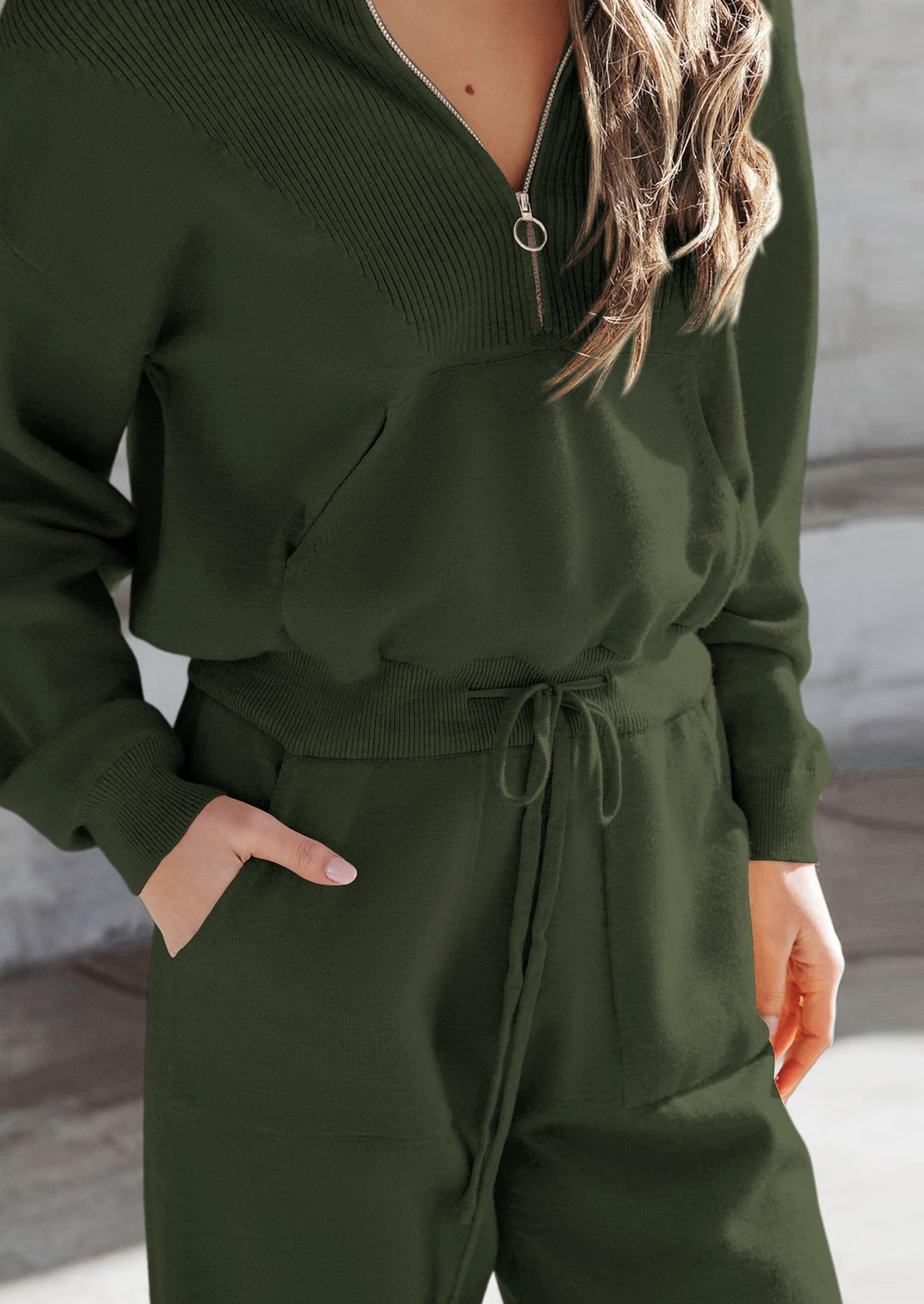 PRETTYGARDEN Women's 2 Piece Sweater Set Pullover Zip Up Sweatshirt Jogger Sweatpants Tracksuit Casual Outfit