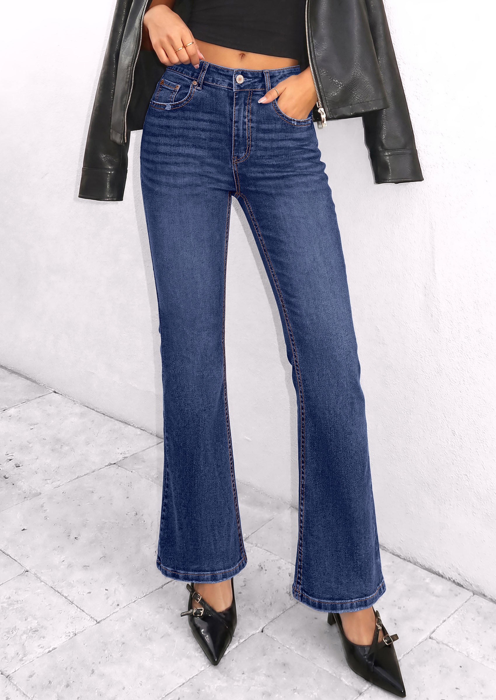 PRETTYGARDEN Womens High Waisted Flare Bell Bottom Jeans | Stretchy Trendy, High Waisted Rise, Flare Bell Bottom, Pockets, Dressy Casual Outfits, Fall Winter Fashion Clothing
