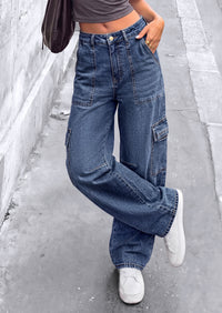 PRETTYGARDEN Barrel Pants Women Wide Leg Baggy Denim Jeans  Relaxed Fit,Utility Pockets,Loose Streetwear,Boyfriend Style,Y2K Outfits,Fashion Cargo Pants,Fall Clothes