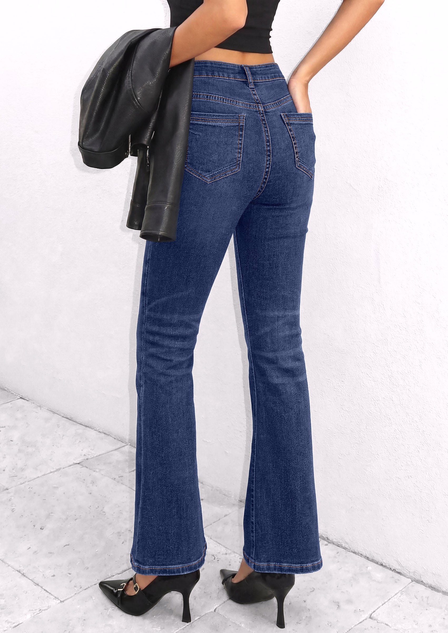 PRETTYGARDEN Womens High Waisted Flare Bell Bottom Jeans | Stretchy Trendy, High Waisted Rise, Flare Bell Bottom, Pockets, Dressy Casual Outfits, Fall Winter Fashion Clothing