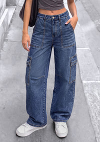 PRETTYGARDEN Barrel Pants Women Wide Leg Baggy Denim Jeans  Relaxed Fit,Utility Pockets,Loose Streetwear,Boyfriend Style,Y2K Outfits,Fashion Cargo Pants,Fall Clothes