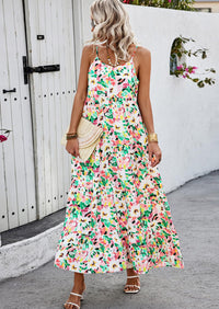 PRETTYGARDEN Women Summer Dresses Spaghetti Strap Scoop Neck Floral Maxi Dress Flowy Boho Long Sundress with Pockets