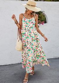 PRETTYGARDEN Women Summer Dresses Spaghetti Strap Scoop Neck Floral Maxi Dress Flowy Boho Long Sundress with Pockets