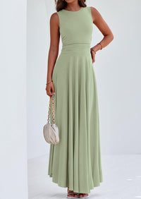 PRETTYGARDEN Womens Spring Dresses Casual Sleeveless Crewneck Aline Maxi Dress Stretch Tank Flowy Long Dresses