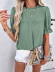 Summer Tops Casual Crewneck Ruffle Short Sleeve Eyelet Babydoll Blouse Shirts