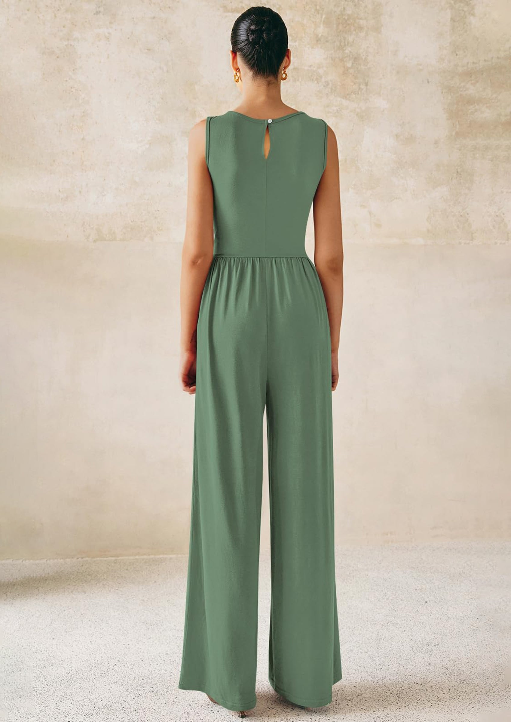 PRETTYGARDEN One Piece Jumpsuits for Women Dressy Casual Sleeveless Crewneck Wide Leg Rompers Jumpers Vacation Summer Outfits