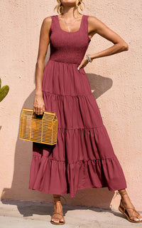 PRETTYGARDEN Women's 2026 Casual Loose Plain Maxi Sundress Smocked Tank Dress Sleeveless Summer Beach Tiered Long Dresses