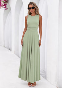 PRETTYGARDEN Womens Spring Dresses Casual Sleeveless Crewneck Aline Maxi Dress Stretch Tank Flowy Long Dresses