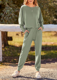 PRETTYGARDEN Women's Fall 2 Piece Lounge Set Long Sleeve Tops Ribbed Pants Spring Matching Sweatsuit Travel Outfits Clothes