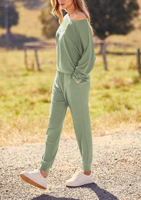 PRETTYGARDEN Women's Fall 2 Piece Lounge Set Long Sleeve Tops Ribbed Pants Spring Matching Sweatsuit Travel Outfits Clothes