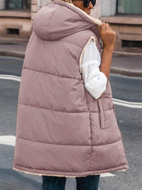 PRETTYGARDEN Womens Fall Reversible Vests Sleeveless Fleece Jacket Zip Up Hoodie Pockets Long Warm Winter Coat Outerwear