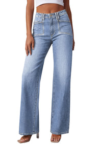 PRETTYGARDEN High Waisted Wide Leg Jeans for Women 2026 Trendy Baggy Straight Leg Stretchy Summer Denim Pants with Pockets