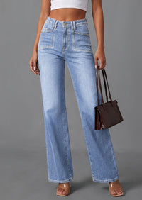 PRETTYGARDEN High Waisted Wide Leg Jeans for Women 2026 Trendy Baggy Straight Leg Stretchy Summer Denim Pants with Pockets