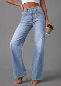 PRETTYGARDEN High Waisted Wide Leg Jeans for Women 2026 Trendy Baggy Straight Leg Stretchy Summer Denim Pants with Pockets