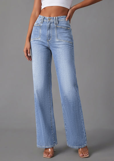 PRETTYGARDEN High Waisted Wide Leg Jeans for Women 2026 Trendy Baggy Straight Leg Stretchy Summer Denim Pants with Pockets