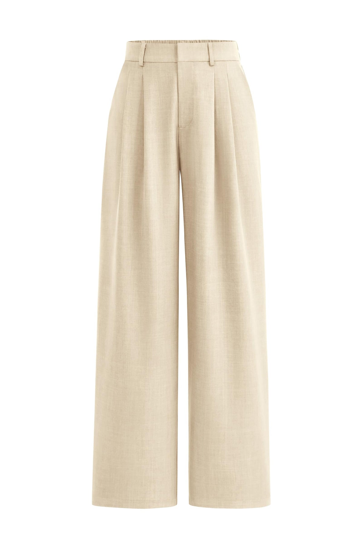 Elastic High Waisted Straight Leg Business Trousers Slacks With Pockets