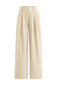 Elastic High Waisted Straight Leg Business Trousers Slacks With Pockets