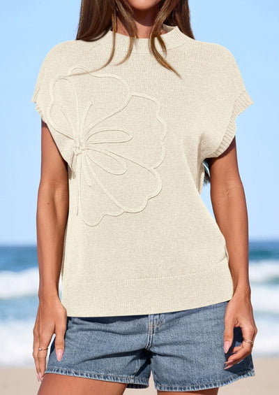 PRETTYGARDEN Women's Spring Sweater Vest Trendy Flower Knit Short Sleeve Cute Pullover Tank Tops Summer Fashion Clothing PRETTYGARDEN