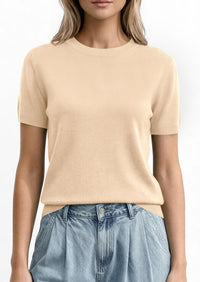 PRETTYGARDEN Women's Short Sleeve Sweaters Spring Crew Neck Knit Work Shirts Business Casual Tops Summer Fashion Clothes PRETTYGARDEN