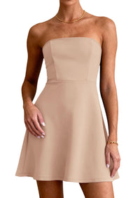 PRETTYGARDEN Women's Strapless Mini Summer Dress Spring A Line Tube Top Sundress Cocktail Party Short Dresses PRETTYGARDEN