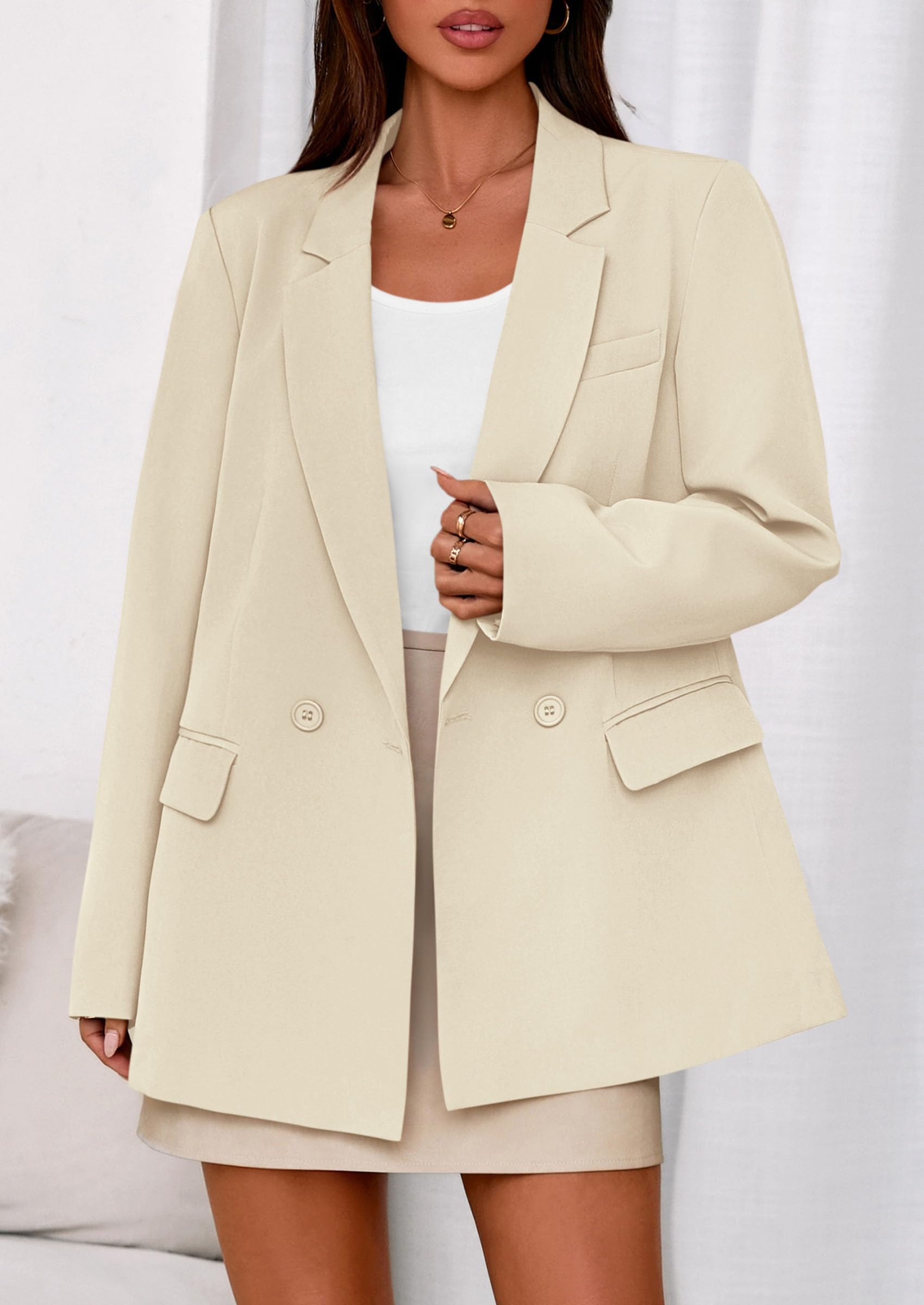 PRETTYGARDEN Fall Blazers for Women Business Casual Long Sleeve Lapel Pockets Dressy Suit Jackets Work Office Clothes PRETTYGARDEN