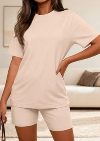 PRETTYGARDEN Women's Two Piece Matching Lounge Sets Summer Casual Tops Short Sleeve Shirts Shorts Travel Airport Outfits PRETTYGARDEN