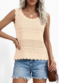 PRETTYGARDEN Womens Crochet Tank Tops Summer Spring Boho Sleeveless Cute Knit Sweater Vest Trendy Beach Vacation Clothes PRETTYGARDEN