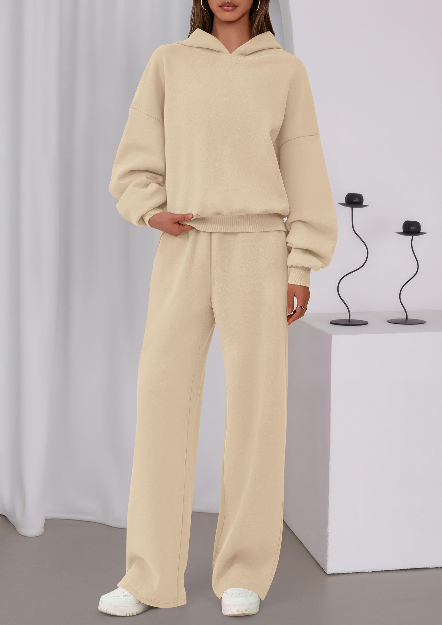 PRETTYGARDEN Womens Sweatsuits 2 Piece Set Casual Winter Long Sleeve Hoodie Loose Wide Leg Sweatpants Fall Tracksuit