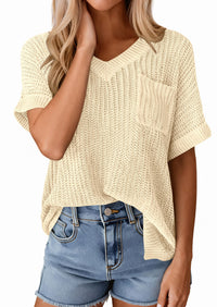 PRETTYGARDEN Women's Spring Short Sleeve Sweaters Lightweight V Neck Casual Going Out Summer T PRETTYGARDEN