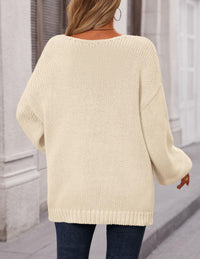 Fall Sweaters Chunky Loose Long Sleeve V Neck Oversized Dressy Casual Knit Pullover Tops