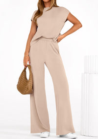 PRETTYGARDEN Womens 2 Piece Outfits Casual Cap Sleeve Lounge Set Summer Tracksuits Matching Sets Beach Fashion Travel Clothes PRETTYGARDEN