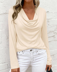 PRETTYGARDEN Womens Spring Tops Dressy Cowl Neck Long Sleeve Shirts Loose Business Casual Blouses Teacher Tunic Top PRETTYGARDEN