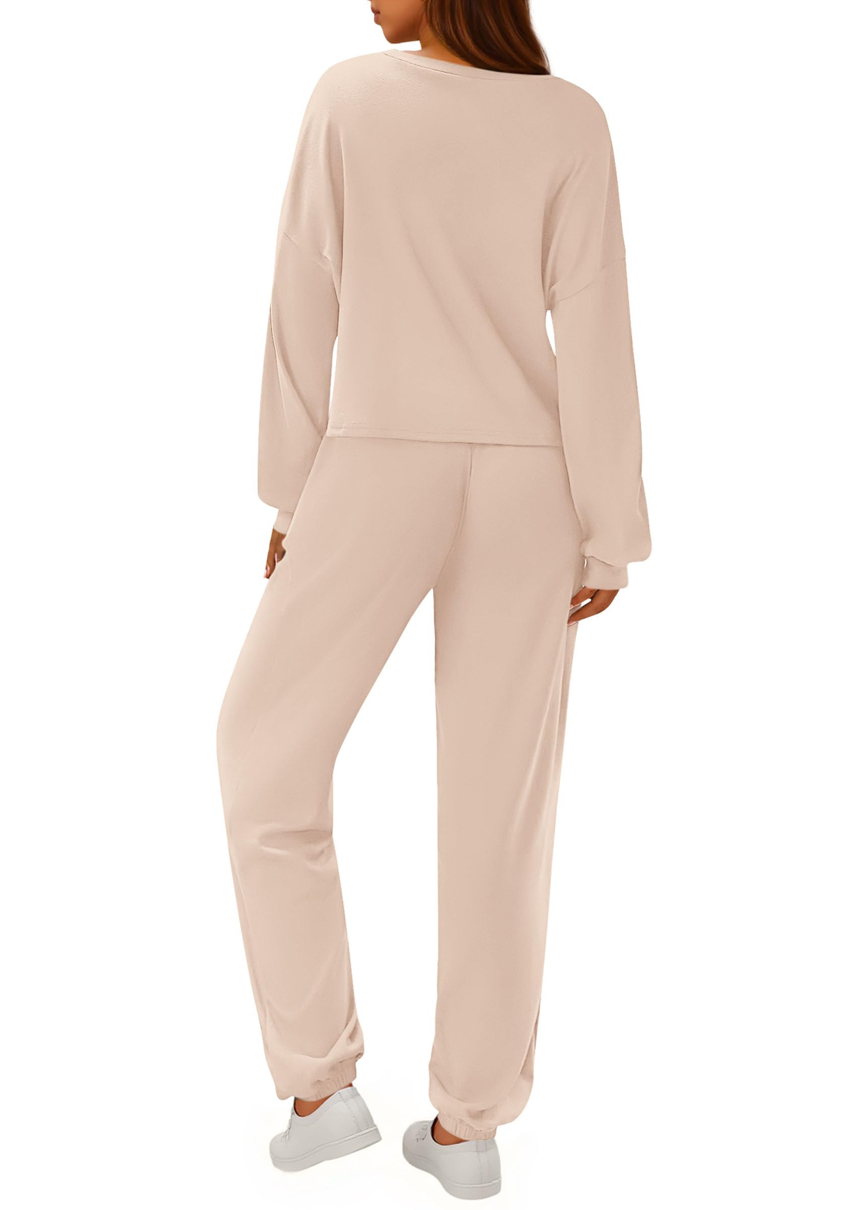 PRETTYGARDEN Women's Two Piece Outfits Lounge Sets Long Sleeve Pullover Tops Sweatpants Fall Fashion Matching Clothing