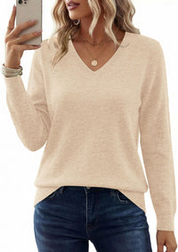 PRETTYGARDEN Women's V Neck Sweaters Fall Casual Long Sleeve Classic Pullover Cozy Knit Tops Loose Basic Winter Clothing PRETTYGARDEN