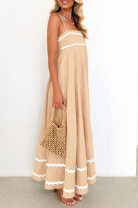 Summer Flowy Maxi Dress Casual Sleeveless Spaghetti Strap Ruffle Beach Long Dresses