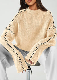 PRETTYGARDEN Women's Chunky Knit Sweaters Fall Long Sleeve Mock Neck Oversized Pullover Tops Winter Fashion Clothes