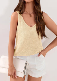 PRETTYGARDEN Women Summer Tank Tops Basic Sleeveless V Neck Light Sweater Vest Knit Crop Top Beach Vacation Clothes PRETTYGARDEN