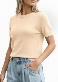 PRETTYGARDEN Women's Short Sleeve Sweaters Spring Crew Neck Knit Work Shirts Business Casual Tops Summer Fashion Clothes PRETTYGARDEN