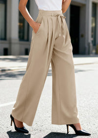 PRETTYGARDEN Women Wide Leg Pants Business Casual Elastic Waist Work Trousers Dressy Pants with Pockets PRETTYGARDEN