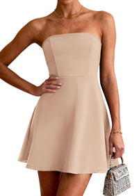 PRETTYGARDEN Women's Strapless Mini Summer Dress Spring A Line Tube Top Sundress Cocktail Party Short Dresses PRETTYGARDEN