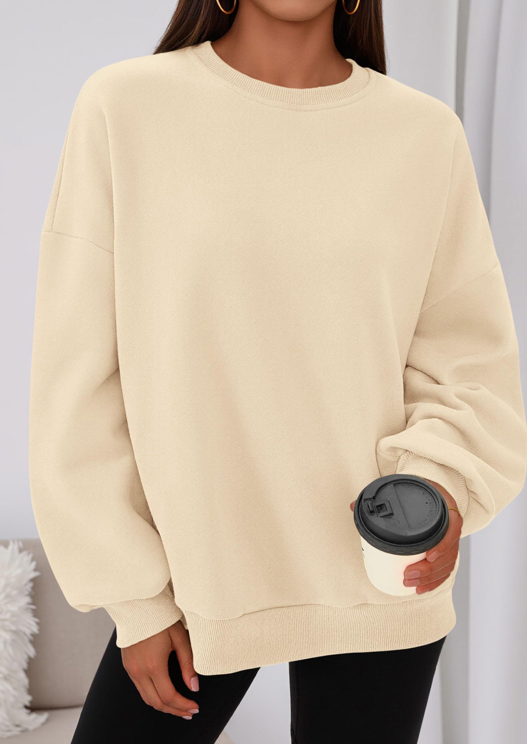 PRETTYGARDEN Sweatshirts for Women Oversized Crewneck Fleece Pullover Long Sleeve Tops Comfy Fall Winter Fashion Outfits