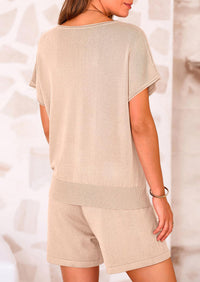 PRETTYGARDEN Two Piece Set for Women Summer Lounge Sets Shorts And Short Sleeve Tops Knitted Matching Travel Spring Outfits PRETTYGARDEN