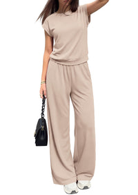 PRETTYGARDEN Women's Summer 2 Piece Lounge Sets Cap Sleeve Tops Wide Leg Pants Workout Sets Loose Casual Tracksuit PRETTYGARDEN