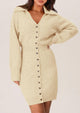 Womens Fall Sweater Dress Long Sleeve V Neck Button Down Knit Pullover Winter Dresses