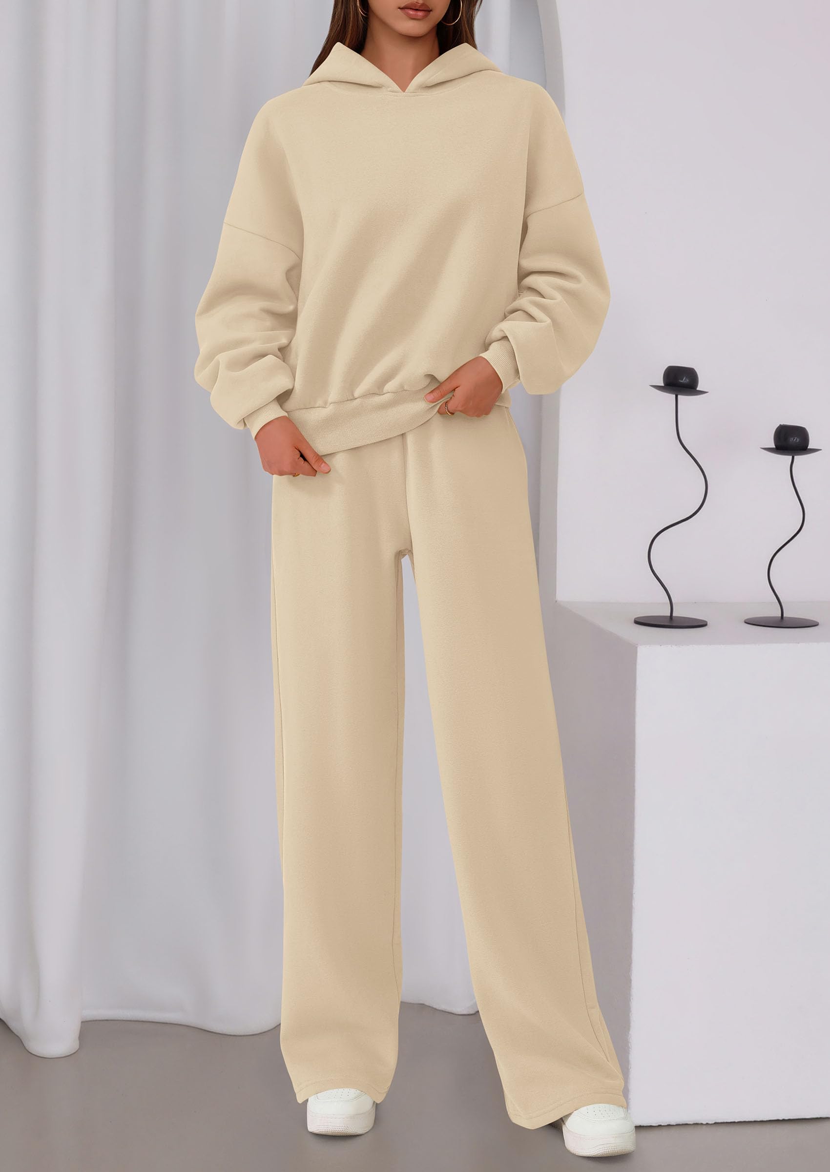 PRETTYGARDEN Womens Sweatsuits 2 Piece Set Casual Winter Long Sleeve Hoodie Loose Wide Leg Sweatpants Fall Tracksuit