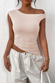 Summer Off The Shoulder Sleeveless One Shoulder Ruched Asymmetrical Y2K Tank Top