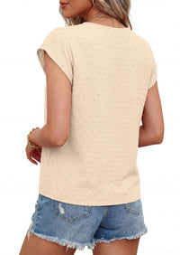 PRETTYGARDEN Women's Summer Blouses Casual Dressy Swiss Dot Cap Sleeve V Neck Tops 2026 Trendy Work Business Spring Shirts
